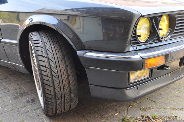 BMW with yellow headlights