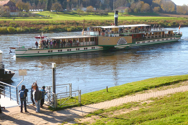 Die 'Pillnitz' legt an - la ŝipo 'Pillnitz' albordiĝas