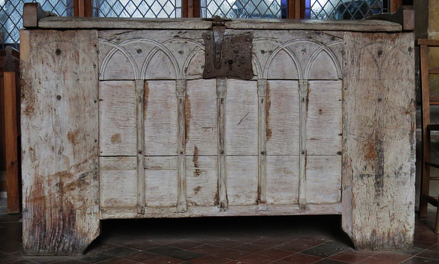 hindringham church, norfolk,the chest here is probably late c12, one of the oldest in england