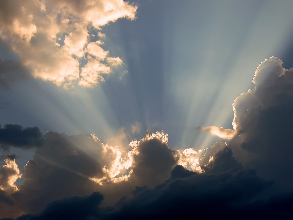 Sunbeams and clouds