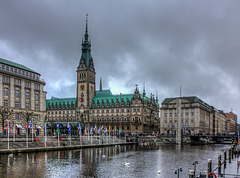 Hamburg, Rathaus und Kleine Alster bei "Schiedwedder" (195°), Erinnerung an das Panoramio Treffen 2013, OMG :-/