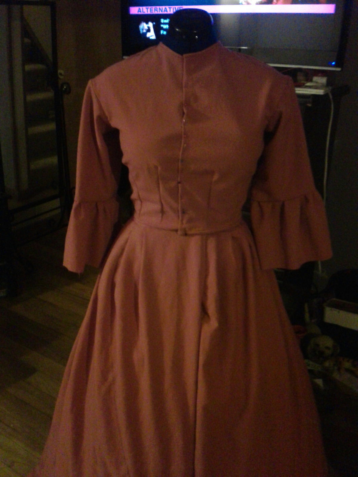 The wool 1860's dress before trim