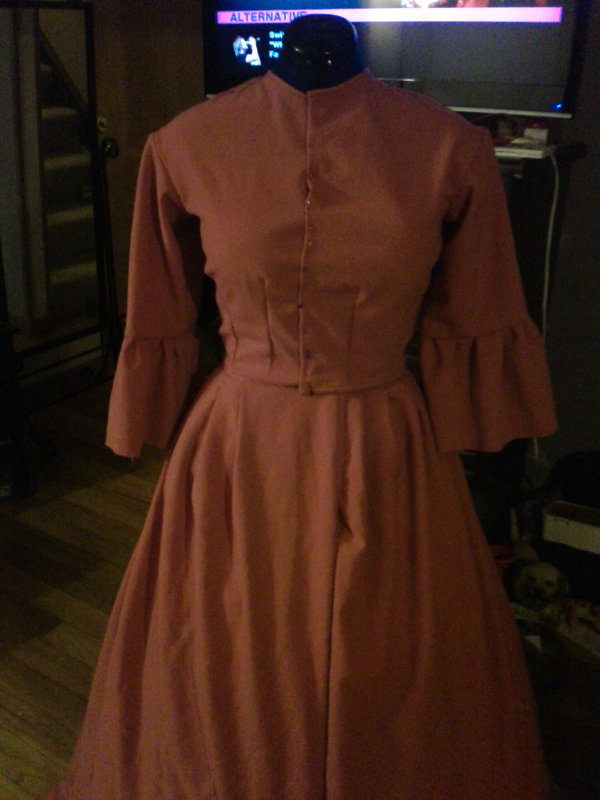 The wool 1860's dress before trim
