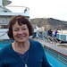 On the ship, Mary with the old fort above her shoulder