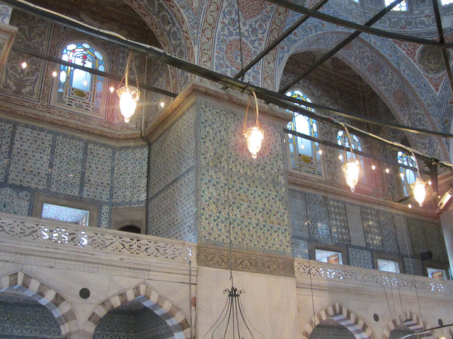 Interior of the Blue Mosque. The second level is where women worship.