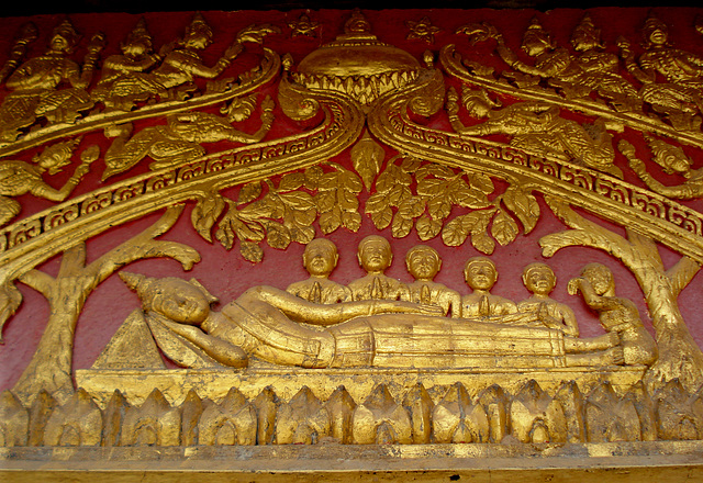 reclining Buddha relief, Vihaan Ho Pha Non