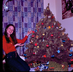 Mary, Christmas.  Our first tree, 1972.