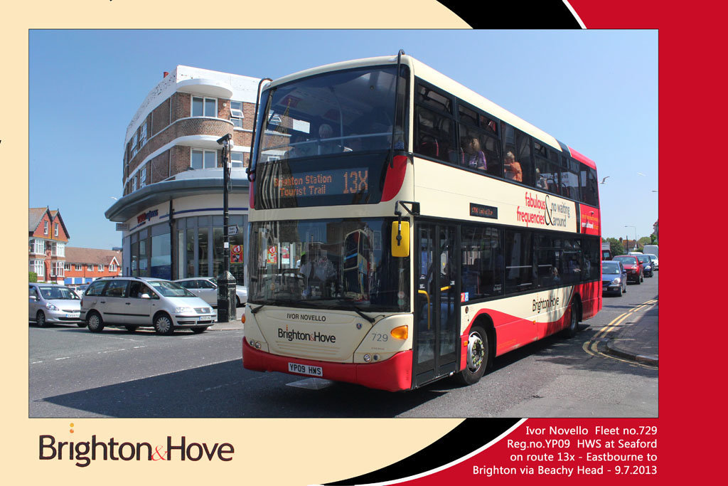 Brighton & Hove Buses no. 729 - Seaford - route 13X - 9.7.2013