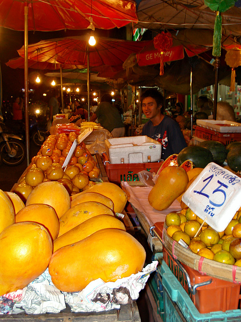 fruit stall, night market