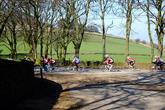 Moorfield crossroads cyclists and shadows