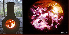 On a cold, dreich afternoon, a roaring fire in the gazebo chiminiya is always welcome...