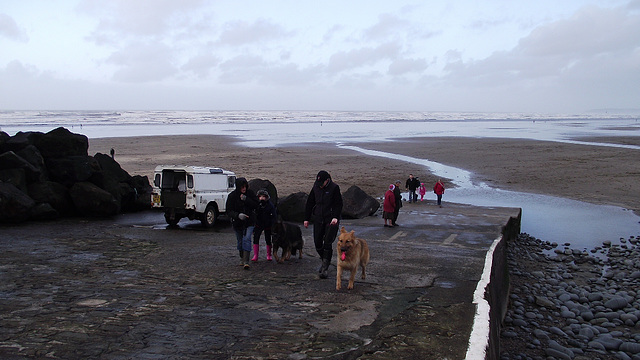 Lots of people are coming off the beach