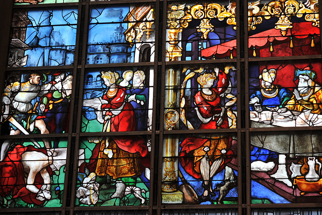 Détail du vitrail de la vie de St-Jean-Baptiste (1526) - Eglise Ste-Jeanne d'Arc à Rouen