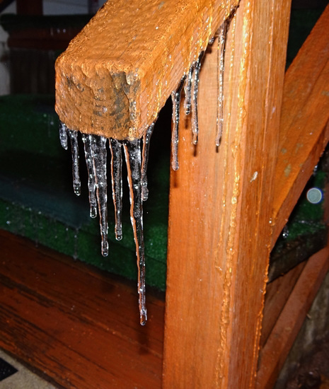 West Deck hand rails  The Ice Storm started 5 hours before-more to come