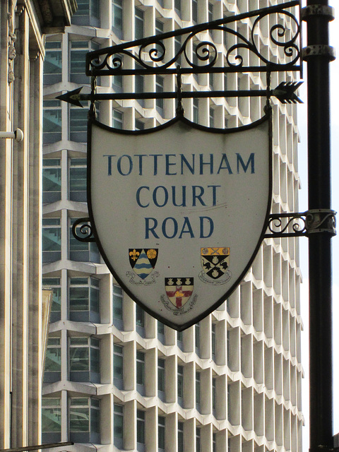 Tottenham Court  Road: sign.