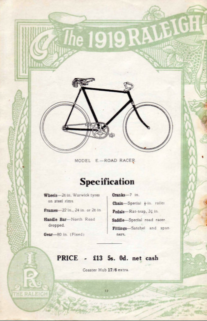 1919 Raleigh Model E Road Racer