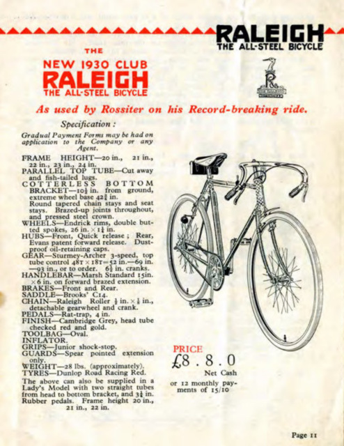 1930 Raleigh Club ('30 2nd catalogue)