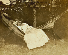 My grandmother, in the hammock, c. 1910. Taken by my grandfather during their courtship.