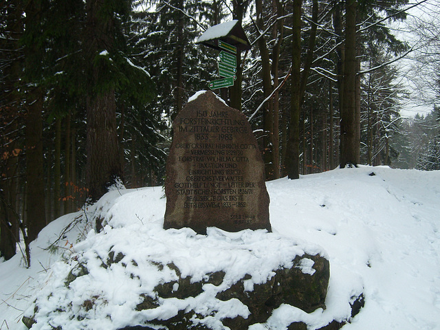 Gedenkstein Zittauer Gebirge - Forsteinrichtung