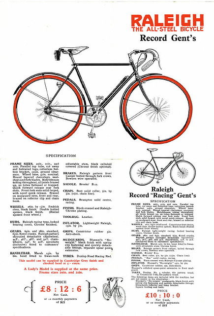 1930 Raleigh Record leaflet