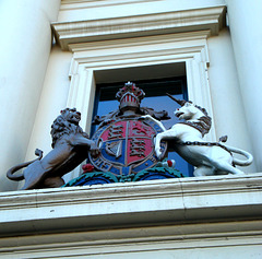 Old Customs House, coat of arms over the main entrance