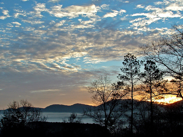 Sunrise - black, blue, and white