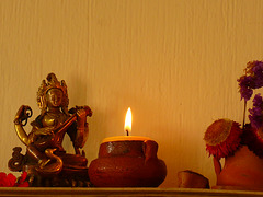a light for Saraswati (invoking the muse)