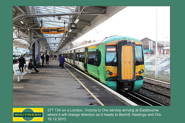 Southern 377 134 - Eastbourne - 18.12.2013