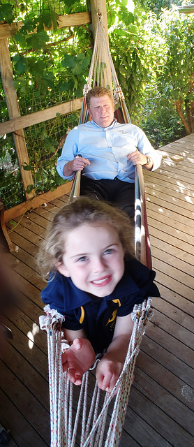 Audrey & her dad in the hammock