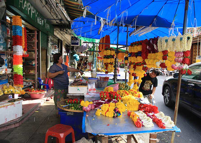 Selling garlands for the temple