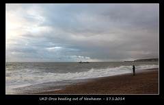 Orca leaving Newhaven - 17.1.2014