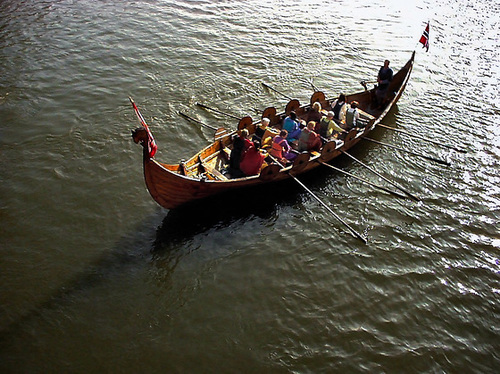 "Viking" boat at the Jorvik festival in York.