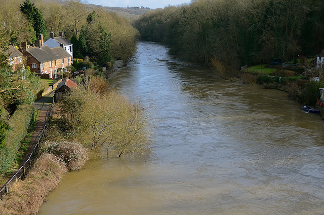 Swollen River Severn, Ironbridge Shropshire