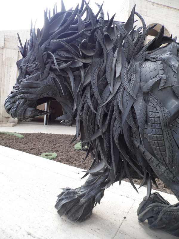 A Sculpture Made From Old Tyres