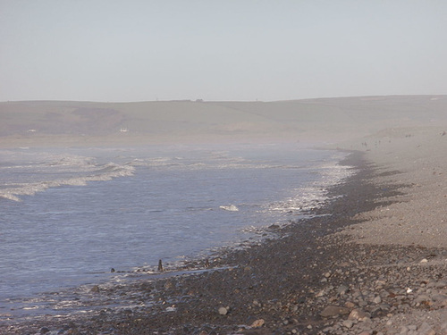 The storms have made the pebble ridge come so far down