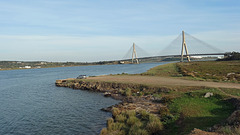The bridge that joins Spain to Portugal across the Guadiana River.