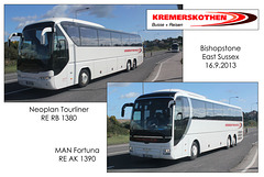 Kremerskothen coaches passing Bishopstone, East Sussex - 16.9.2013