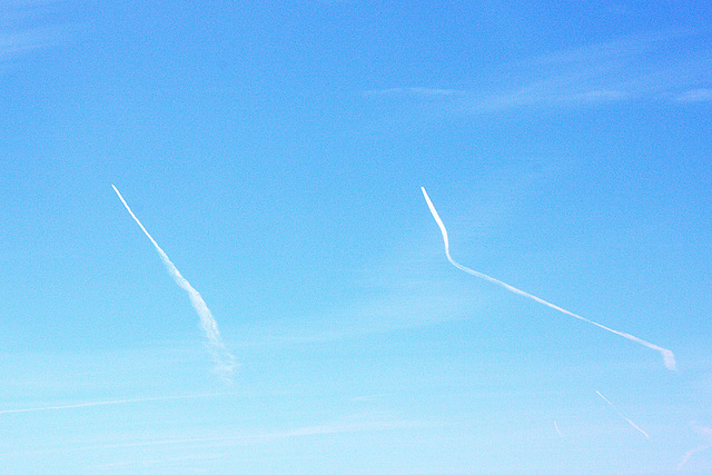 White lines in the sky