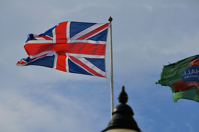 Union flag over Stafford Guildhall