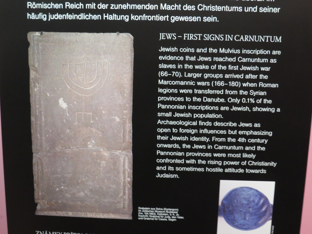 Museum Carnuntinum : présence de Juifs à Carnuntum.