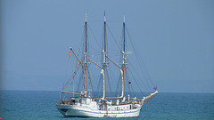 Three-masted ship in Weymouth Bay