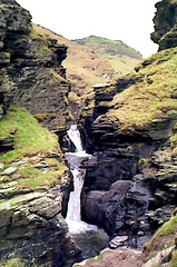St Nectan's Glen waterfall- May 1992 photo of St Nectan's Kieve.