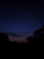 Venus and the crescent moon at sunrise
