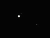 Jupiter, Io and Ganymede close to star Delta Geminorum (Wasat)