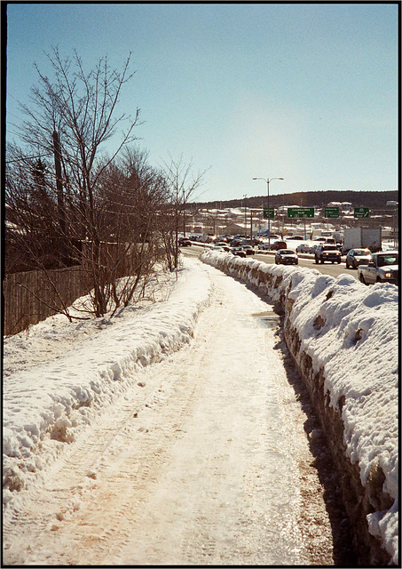 Pedestrian path, ploughed