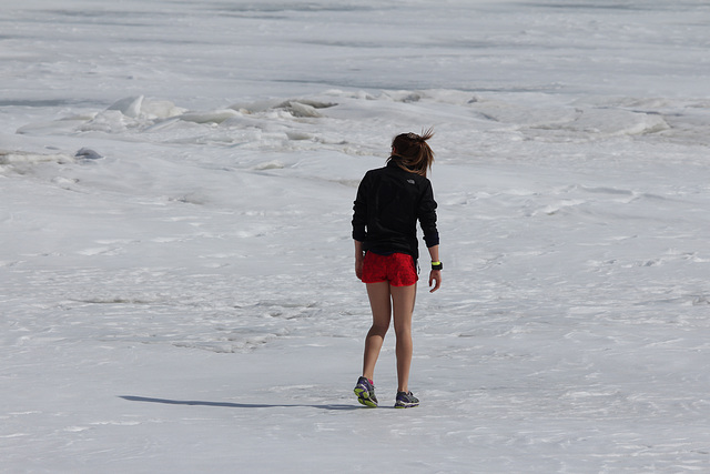 still too frozen to jog the beach