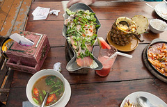 Thai food: steamed tab-tim fish