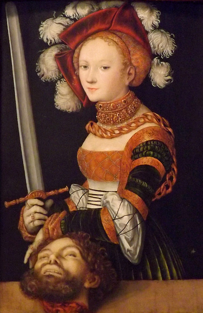 Detail of Judith with the Head of Holofernes by Cranach in the Metropolitan Museum of Art, February 2014