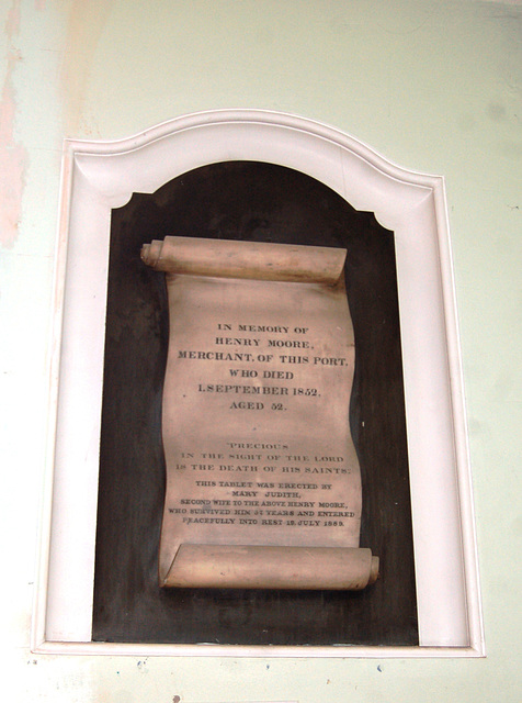 Memorial to Henry Moore, Saint Bride's Church, Percy Street, Liverpool