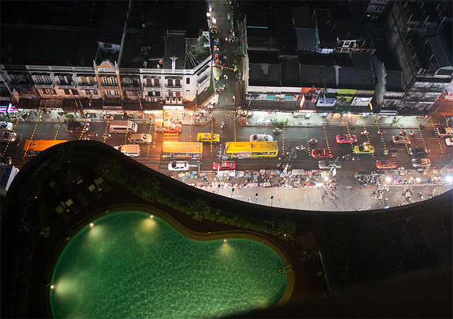 Aerial view of Bangkok street......